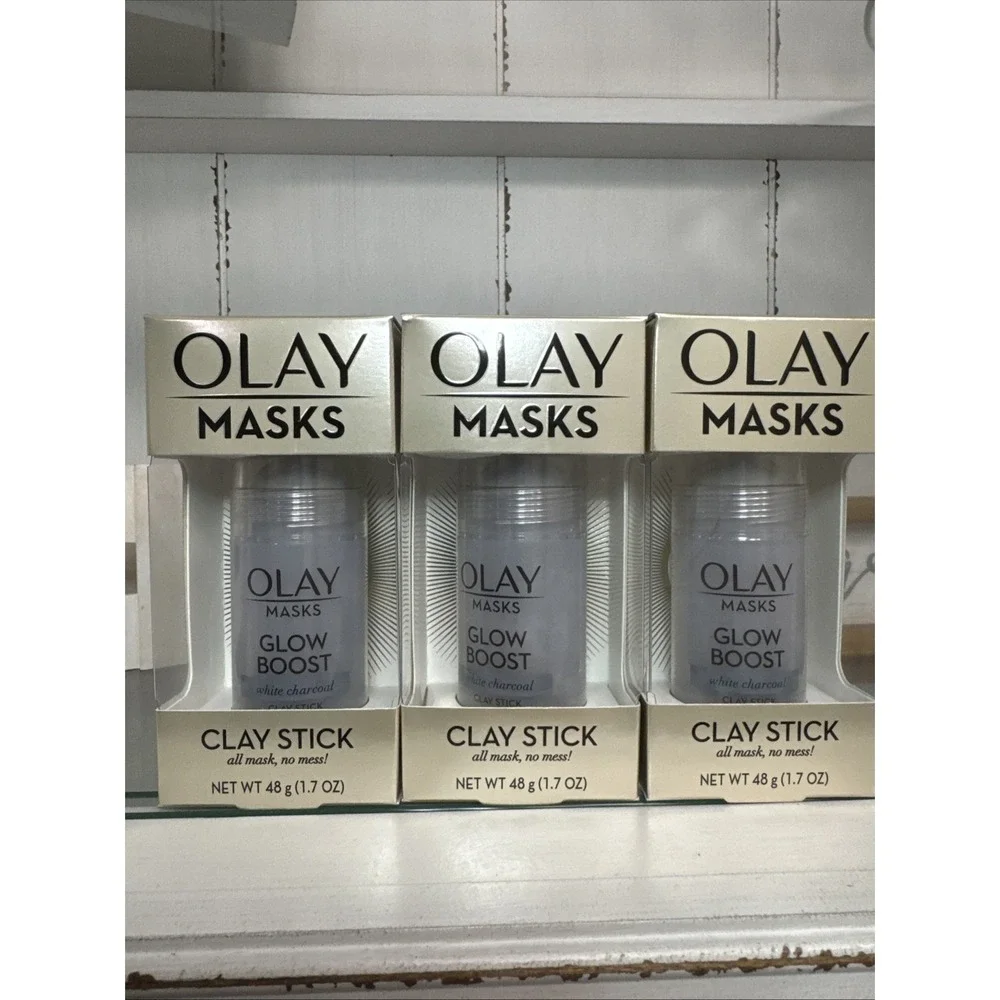 NIB~ OLAY Mask Clay Stick‎ LOT x3 Glow Boost White Charcoal Face 1.7 oz